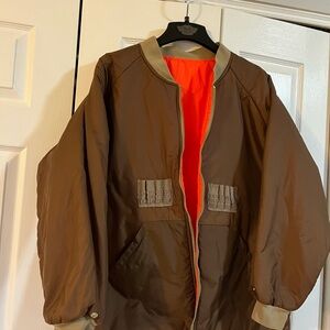 Men's Brown Orange Hunting Reversible Jacket